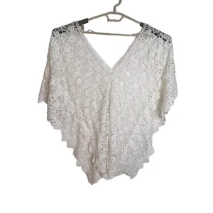 Yumi Kim White Sheer Lace Tulum Tunic Swim Cover Up Batwing Women‎ Size XS New thumbnail 2