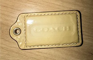 Coach Patent Leather Embossed Hang Tag Butter Yellow Beige thumbnail 1