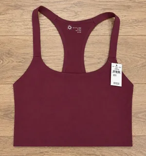 NWT OFFLINE by Aerie Real Me Racerback Sports Bra Tank Size XS Burgundy thumbnail 1