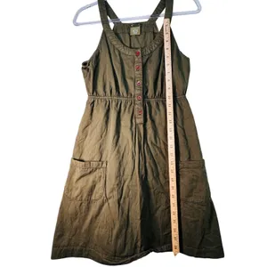 Fei Anthropologie Olive Dress Womens 4 Button Front Pockets Casual USA Pinafore‎ thumbnail 7