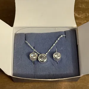 Avon silver tone bezel CZ necklace and earrings set thumbnail 8
