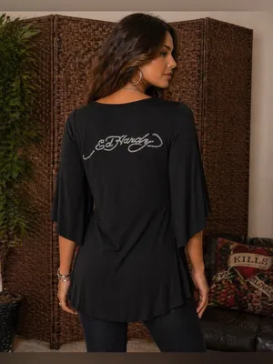 Ed Hardy by Christian Audigier Embellished Tunic Top / Dress – Black – Small thumbnail 2
