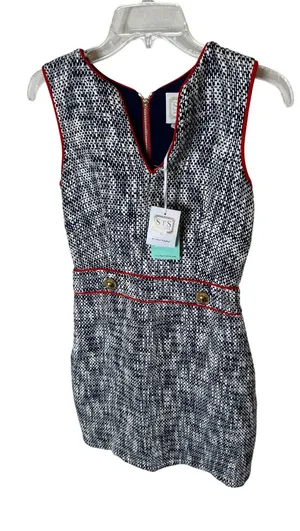 Sail to sable Navy Tweed Tradition Dress Size 0 Sleeveless Red Trim‎ thumbnail 1