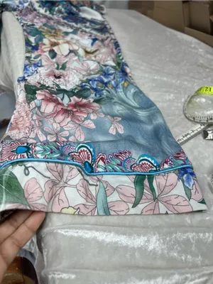 Johnny Was Patchwork mixed media Floral 2 piece pajama set XL button up top thumbnail 11