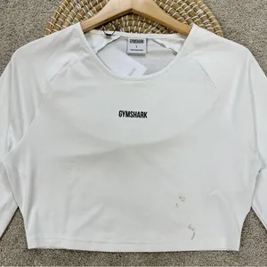 NWT Gymshark Women’s Training Crop Longsleeve Shirt Top Activewear in White L thumbnail 4