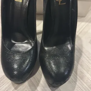 Yves Saint Laurent Women’s Black Leather Tribtoo Platform Pumps - 105 Size EU40 thumbnail 2