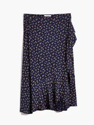 MADEWELL Ruffle Wrap Midi Skirt in Spring Fling, 10, Feminine Floral Cottagecore thumbnail 4