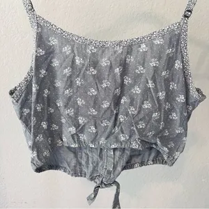 ABERCROMBIE & FITCH Denim Blue Spaghetti Strap Crop Top Medium NWT thumbnail 5