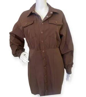 Pretty Little Thing Brown Button-Up Dress thumbnail 5