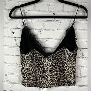Endless Blu Holding‎ On Lace Leopard crop top size large new with tags Black thumbnail 2