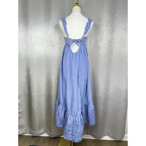 Free People Womens XS Periwinkle Blue Ruffle Strap Tiered Cotton Maxi Dress thumbnail 6