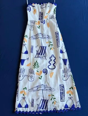 Selfie Leslie *NWT* Indie Lux Cypress Graphic Strapless Maxi Dress White thumbnail 7