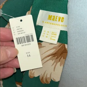 Maeve By Anthropologie Green and Tan Floral Tunic thumbnail 11
