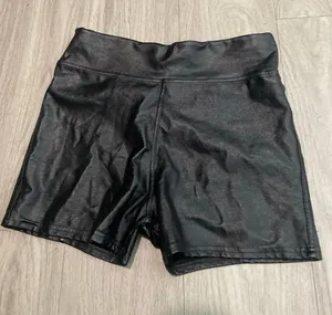 Black High-Waist Faux Leather Women’s Shorts thumbnail 1