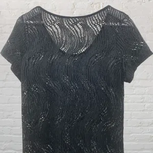Alexa & Stella Black Crochet Mesh Swim Cover-Up Dress L Beachy Summerdress Chic thumbnail 5