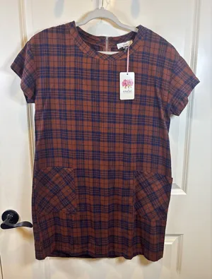 Entro Dress Plaid Shift Dress Size Medium Dark Academia 90s Grunge Autumncore thumbnail 1