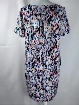 The Limited Ikat V-Neck Shift Dress Blue Pink Size Large NWT thumbnail 10
