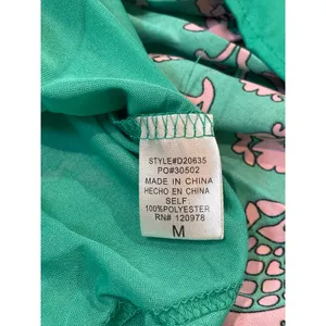 Entro Green Pink Floral Ruffle Dress Size M Square Neck Layered Boutique thumbnail 7