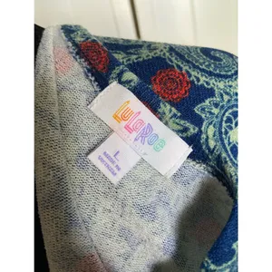 LuLaRoe Womens Duster Size Large Sarah Blue‎ Yellow Orange Paisley Knit Long NEW thumbnail 4