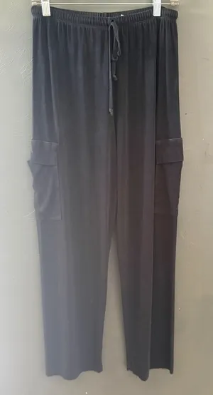 Private Edition by‎ Chicos Black Slinky Knit Cargo Pants Wide Leg Vintage Small thumbnail 1