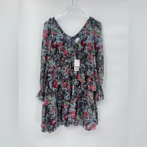Cinq à Sept Women's Lewis‎ Long Puff Sleeves Floral Georgette Mini Dress Blue 0 thumbnail 4