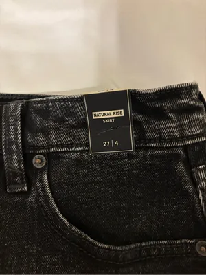 Abercrombie & Fitch Black Denim Midi Skirt Slit 27/4 thumbnail 2