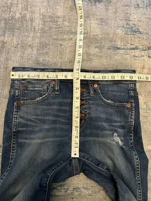Madewell Blue Distressed Button Fly 10" High Rise Skinny Jeans Women's 25" thumbnail 7