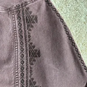 Dear John Purple/Maroon Denim Button-Up Jacket with Embroidered Aztec Details thumbnail 8