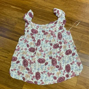 Maurices‎ Womens Floral Ruffle Sleeve Smocked Top Blouse Lightweight Size Large thumbnail 3