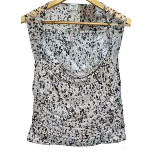 NWT Abercrombie & Fitch White Black Floral Mesh Ruched Sleeveless Blouse Size M thumbnail 2