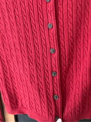 John Galt Zoe Cable Knit Cardigan sweater knit cotton berry buttons down brandy thumbnail 5