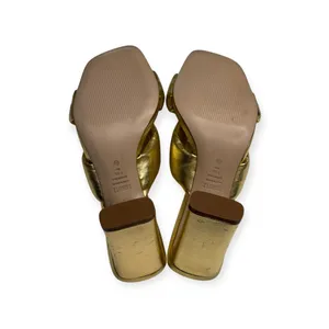 new Schutz 𒀭 Fairy High Heeled Sandal 𒀭Metallic Gold Shimmer Leather 𒀭 7.5M 𒀭 thumbnail 13