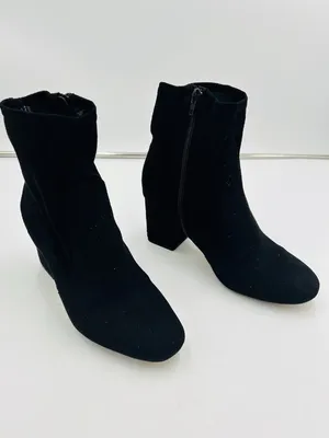 Ann Taylor Loft Women's Black Suede Ankle Boot Size 8.5 Side Zip 3" Block Heel thumbnail 4
