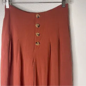 Fashion On Earth Small Boho Burnt Orange Cropped Wide Leg Pants thumbnail 4