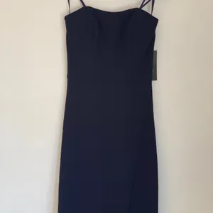 NWT La Femme 28835 Strapless Leg‎ Slit Double Strap Back in Navy Blue thumbnail 5