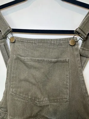 Forever 21 Olive Green Denim Overall Dress Size M thumbnail 2