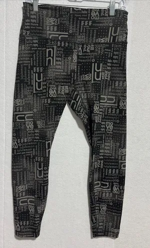 lululemon athletica Wunder High-Rise Train Black & Gray Logo-Print Leggings thumbnail 1