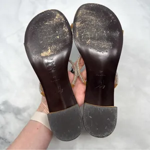 Giuseppe Zanotti Suede Rhinestone Minimalist Mule Sandal Heels Brown 40 thumbnail 10