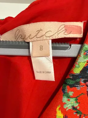 Hutch Anthropologie Alannah Mini Dress Size 8 Red Parrot Tropical Floral Belted thumbnail 4