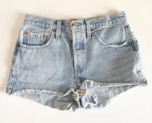 Levi's Womens 501 High‎ Rise Light Wash Button Fly Cut Off Denim Jean Shorts 27 thumbnail 1