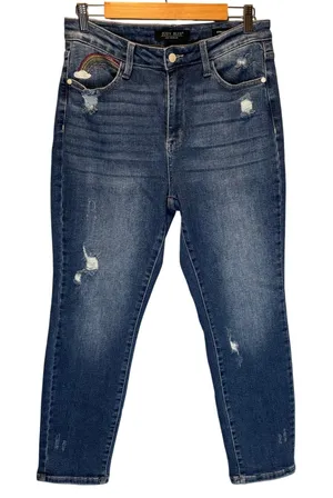 Judy Blue Distressed Straight Leg Jeans - size 9/29 thumbnail 1