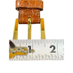Talbots Made in Italy Brown Croc Embossed Genuine Leather Belt Women’s M Y2K VTG thumbnail 13