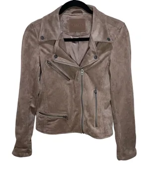 Blank NYC Faux Suede Moto Jacket - Sand Stone XS thumbnail 1
