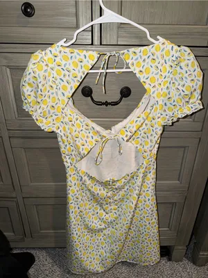 Princess Polly Yellow Lemon Print dress with Teal Leaves thumbnail 2