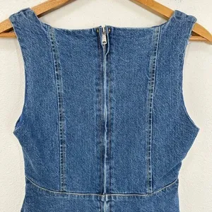 Avec‎ Les Filles Denim Mini Dress Square Neck Sleeveless Harness Denim Body-Con thumbnail 12