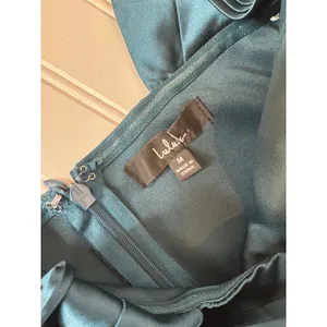 NWOT Lulus Stunning Arrival Dark Teal Satin Off-The-Shoulder Maxi Dress Size M thumbnail 6