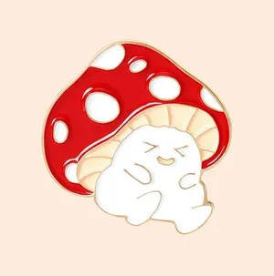 Happy mushroom pin White thumbnail 1
