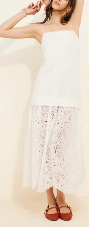 Mon Renn Agua Anglaise White Eyelet Lace Maxi Dress size Small $219 thumbnail 1