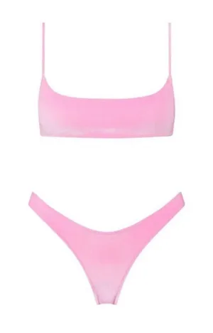 Triangl Pink Velvet Bikini Size XL top S bottom thumbnail 1