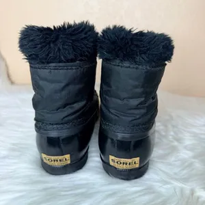 Sorel Kaufman Canada Snow Boots Winter Faux Fur Trim Black Size Y6/W8 thumbnail 3